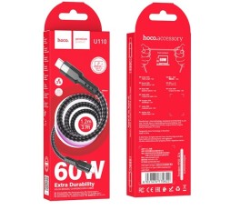 Usb Кабель-зарядка Type-C на Type-C Hoco U110 3A 60W 1.2м черный