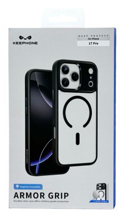  Накладка для i-Phone 17 Pro Keephone Armor Grip MagSnap черно-прозрачный