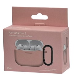 Силиконовый чехол для AirPods Pro 3 c карабином розовый
