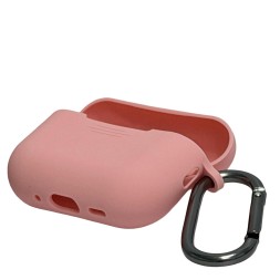 Силиконовый чехол для AirPods Pro 3 c карабином розовый