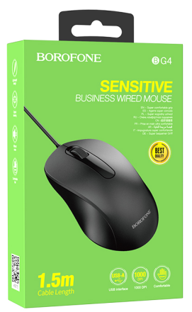  Мышь проводная Borofone BG4 черный