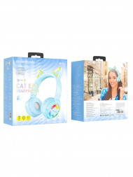 Стереонаушники Bluetooth Полноразмерные Borofone B015 Cat Ear BT5.0/300mAh/4ч синие