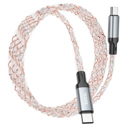 Usb Кабель-зарядка Type-C на Type-C Hoco U112 3A 60W 1м в тканевой оплетке серый