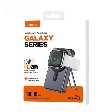  Powerbank магнитный с MagSafe Recci Galaxy RPB-W23 10000mAh 1C 15W/20W черный