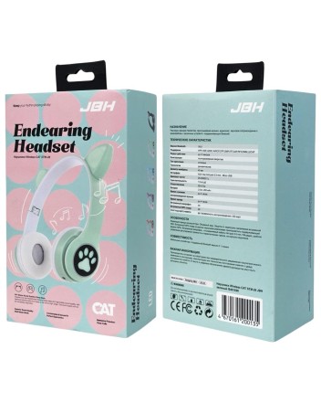  Стереонаушники Bluetooth Полноразмерные JBH Cat STM-28 BT5.0/200mAh зеленые