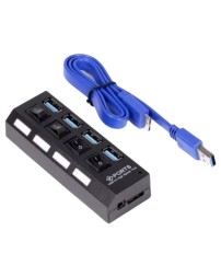 USB 3.0 хаб с выключателями, 4 порта, СуперЭконом, черный, SBHA-7304-B