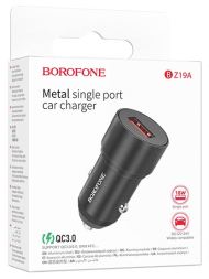 Автомобильное заряд. устр. Borofone BZ19A 1USB QC3.0 18W черное