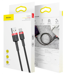 Usb Кабель-зарядка TYPE-C Baseus Cafule 3A 1м (CATKLF-B91) Чёрно-красный