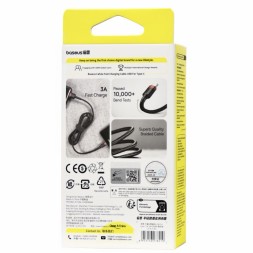 Usb Кабель-зарядка TYPE-C Baseus Cafule 3A 1м (CATKLF-B91) Чёрно-красный
