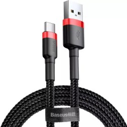 Usb Кабель-зарядка TYPE-C Baseus Cafule 3A 1м (CATKLF-B91) Чёрно-красный