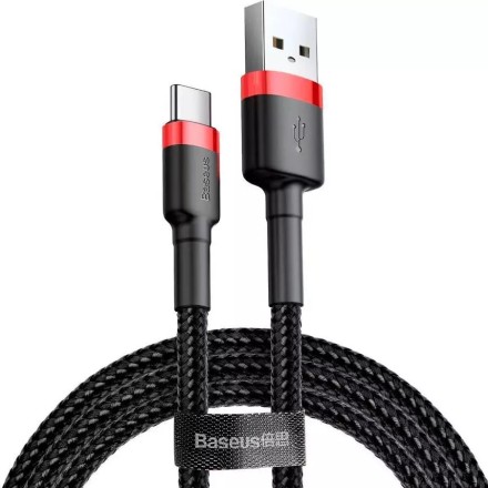  Usb Кабель-зарядка TYPE-C Baseus Cafule 3A 1м (CATKLF-B91) Чёрно-красный