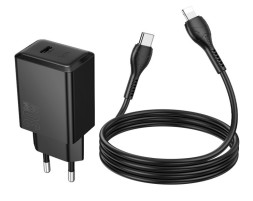Сетевое зар. устр. Hoco N70 с шнуром Type-C на Lightning 1С 30W черное