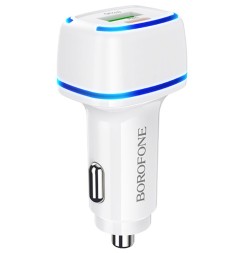Автомобильное заряд. устр. Borofone BZ14A 1USB/1C QC3.0 20W белое