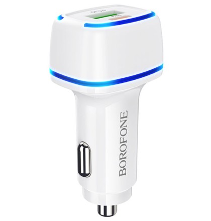  Автомобильное заряд. устр. Borofone BZ14A 1USB/1C QC3.0 20W белое