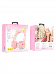 Стереонаушники Bluetooth Полноразмерные Borofone B015 Cat Ear BT5.0/300mAh/4ч розовые