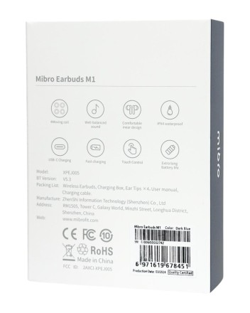  Наушники беспроводные Mibro Earbuds M1(XPEJ005) синий