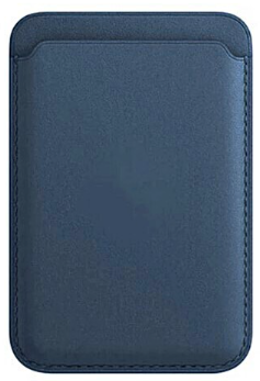  Кожаный чехол-бумажник для карт и визиток MagSafe Leather Wallet для Apple i-Phone тёмно-синии