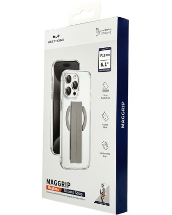  Накладка для i-Phone 15 Pro Keephone Maggrip MagSnap прозрачный серый