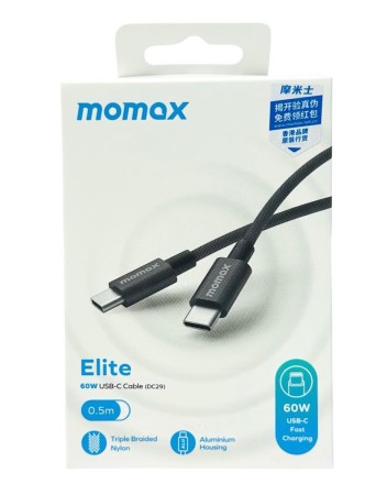  Usb Кабель-зарядка Type-C на Type-C Momax elite 60W DC29D 0.5м черный