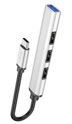 Кабель-переходник Hoco HB26 Type-C на 3USB2.0/1USB3.0 серебристый