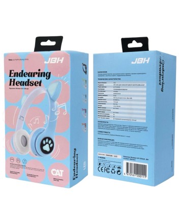  Стереонаушники Bluetooth Полноразмерные JBH Cat STM-28 BT5.0/200mAh голубые