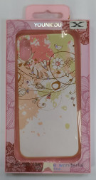Накладка для i-Phone X YOUNICOU силиконовая, рисунок с цветами и жемчугом