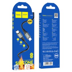Usb Кабель-зарядка Type-C на Type-C Hoco X86 3A 60W 1м силиконовый черный