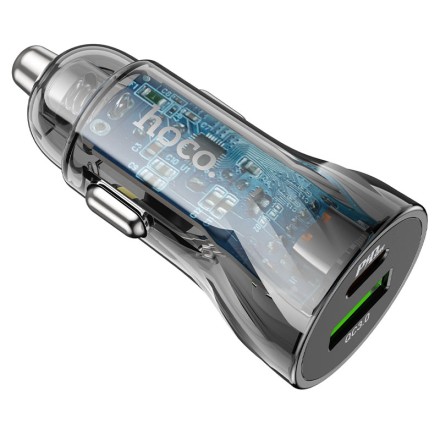 Автомобильное заряд. устр. Hoco Z47A 1USB/1USB-C 3A 30W черное