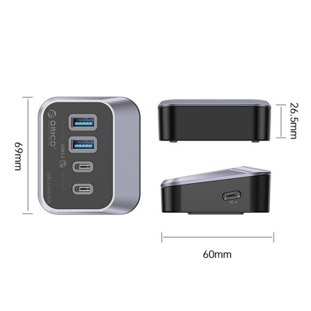  USB-С хаб Orico M32A2C-G2 USB3.2х2/USB-C3.2x2 серый
