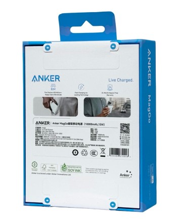  Powerbank с беспроводной зарядкой Anker MagGo Ultra-Slim 10000mAh 15W 1USB/1C (A1664P61)зелёный