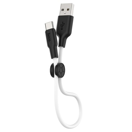  Usb Кабель-зарядка Type-C Hoco X21 Plus Silicone 3A 25см мягкий силиконовый белый