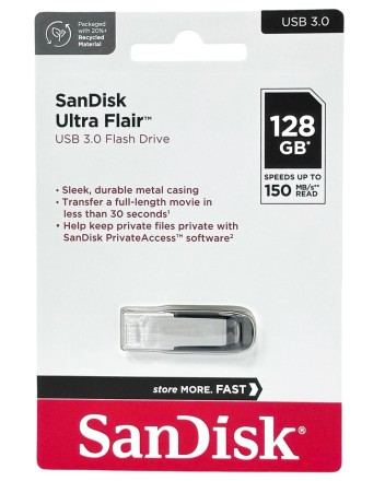  3.0 USB флеш накопитель SanDisk 128GB Ultra Flair (SDCZ73-128G-G46) металл чер/серебро