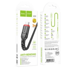 Usb Кабель-зарядка Micro Hoco X59 3м в тканевой оплётке чёрный
