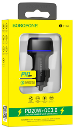 Автомобильное заряд. устр. Borofone BZ14A 1USB/1C QC3.0 20W черное