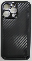 Накладка для i-Phone 13 Pro Max 6.7&quot; пластик под карбон чёрный