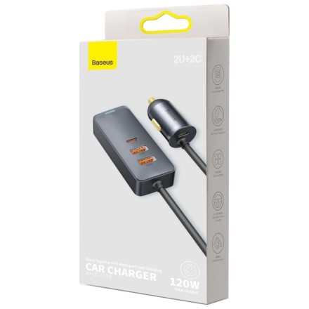  Автомобильное заряд. устр. Baseus Share 2USB/2C (CCBT-A0G) серебристое