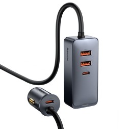 Автомобильное заряд. устр. Baseus Share 2USB/2C (CCBT-A0G) серебристое