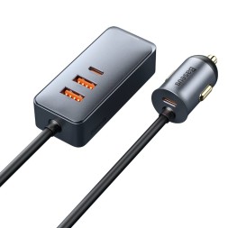 Автомобильное заряд. устр. Baseus Share 2USB/2C (CCBT-A0G) серебристое