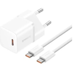 Сетевое зар. устр. Baseus GaN5 Mini 1C кабель Type-C на Type-C 20W P10110900213-01 белое