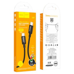 Usb Кабель-зарядка Type-C на Type-C Hoco X89 3A 60W 1м тканевый черный