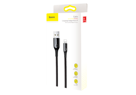  Usb Кабель-зарядка Lightning Baseus C-shaped Light 2.4A 1м CALCD-01 черный