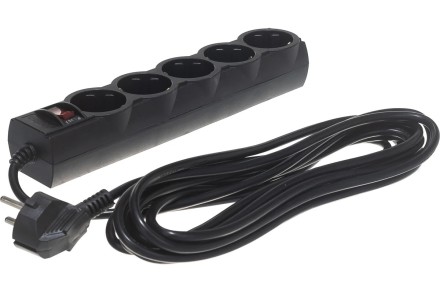  Perfeo сетевой фильтр Perfeo "POWERX", 3,0м, 5 розеток, черный
