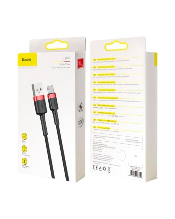  Usb Кабель-зарядка TYPE-C Baseus Cafule 3м (CATKLF-U91) 2A черно-красный