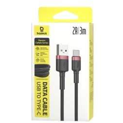Usb Кабель-зарядка TYPE-C Baseus Cafule 3м (CATKLF-U91) 2A черно-красный