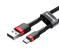 Usb Кабель-зарядка TYPE-C Baseus Cafule 3м (CATKLF-U91) 2A черно-красный