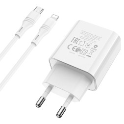 Сетевое зар. устр. Borofone BA57A с шнуром Type-C на Lightning 1C 20W белое