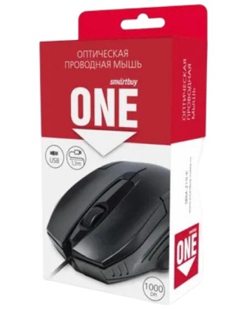  Мышь проводная Smartbuy ONE 210-K черная (SBM-210-K) / 100