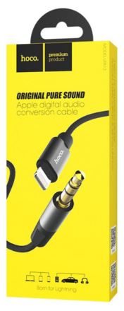  Кабель-переходник Hoco UPA13 Lightning (папа) на AUX 3.5мм (папа) 1м черный