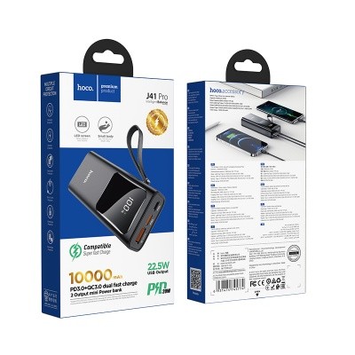 Powerbank Hoco J41 Pro 1USB 10000mAh 22.5W черный с дисплеем