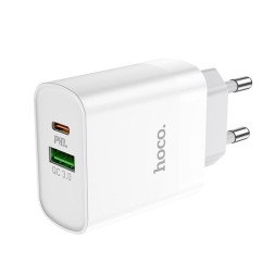 Сетевое зар. устр. Hoco C80A с шнуром Type-C на Lightning 1USB/1С PD3.0/QC3.0 3A 20W белое